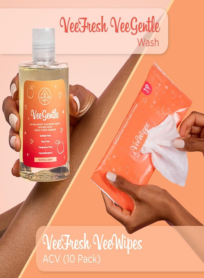 VeeFresh VeeDaily - VeeGentle Intimate Wash & VeeWipes ACV Sensitive Vee Bundle - Apple Cider Vinegar Infused Female Wipes for Women & Natural Feminine Wash for Sensitive Vees! - Image 3
